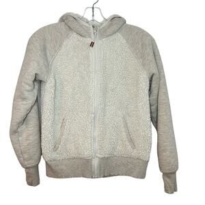 Athleta Girl 12Y Sherpa Full Zip Jacket Large Cream Gray
